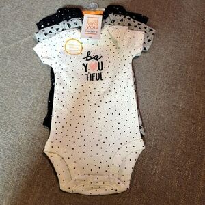 Carter 3 piece onsies white / black / grey size NB